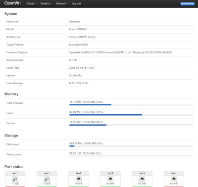 LuCI running on the XG6846